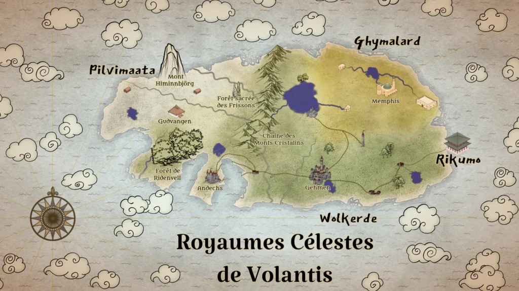 carte de Volantis - les royaumes célestes