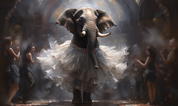 éléphant en tutu ; mauvaise évolution du personnage