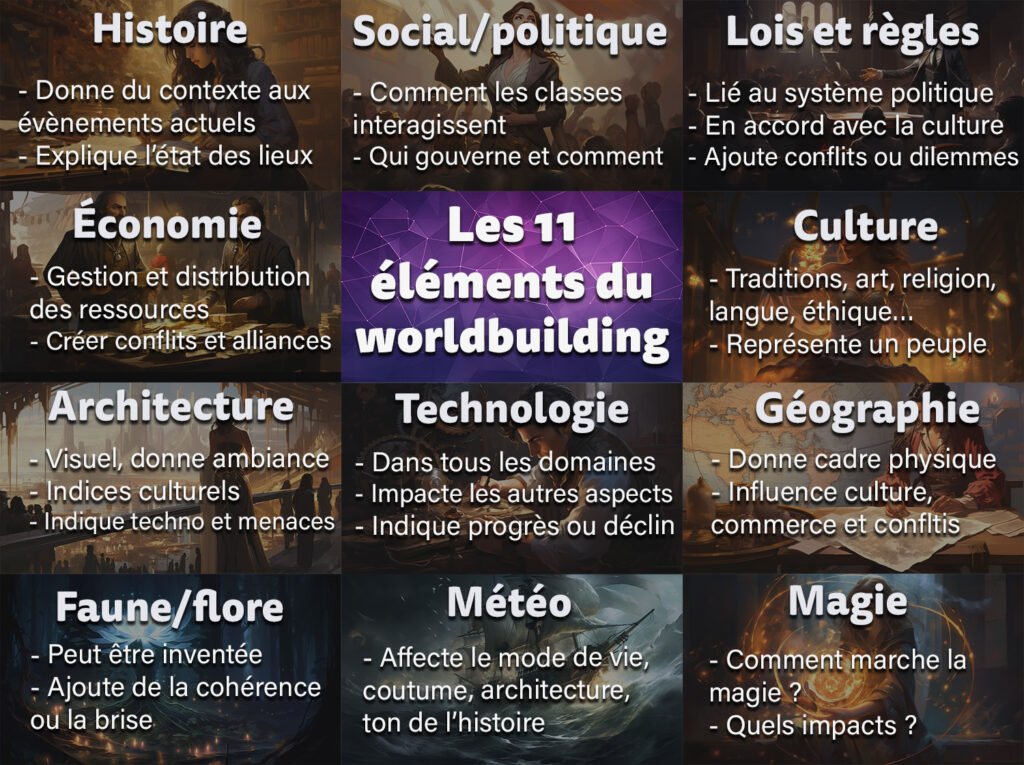 récapitulatif 11 éléments du worldbuilding