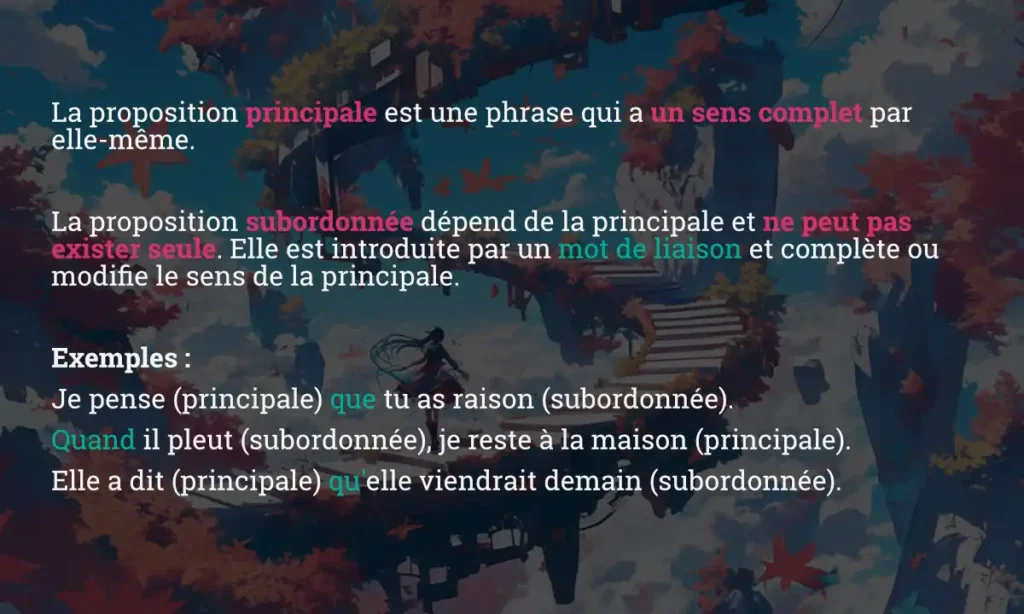 Subordonnée ou principale - concordance des temps